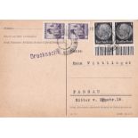 Germany 1938 - Formula postcard posted to Passau cancelled 5.4.1938 on 2x 5 7161g Austrian