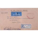 Gambia 1963 - O.H.M.S envelope Bath, Gambia to Crown Agent, Millbank registered Bath, Airmail,