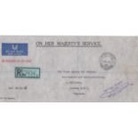 Hong Kong 1965 - O.H.M.S Registered Airmail Envelope, secretariat Hong Kong date stamp, and