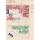 Australia 1953 Food Strip FDC's - Prositional blocks with flaws/varieties annotated.