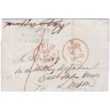 London 1848 - Wrapper to Military Department, East India House with red PAID (2 different) m/s'1'