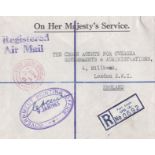 Mauritius 1963 - O.H.M.S. envelope, Registered Airmail, Port Louis GO as to the crown Agents,