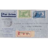 French Colonies Madagascar 1936 Airmail env registered Fianarantsoa to Paris - a very fine