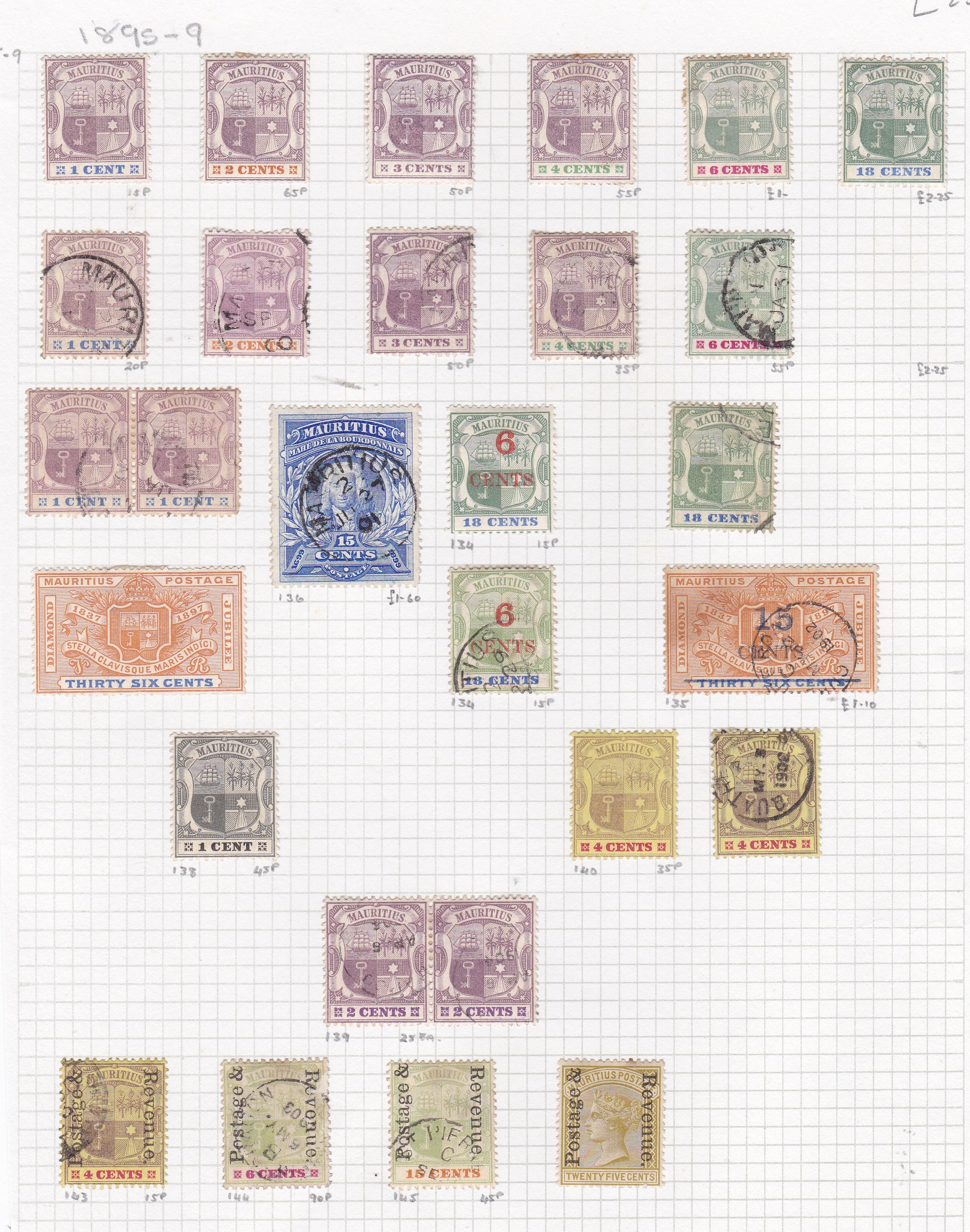 Mauritius - 1895-1905 Mint & used - fine clean lot (28),