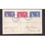 Pacific (Gilbert & Ellice Islands) - 1937 Coronation Set On Registered Cover, Ananuka (Central