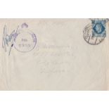 Egypt WWII 1941 - Censored envelope airmail to South Africa, bears 'Egypt/Pre Paid' on GB 10d