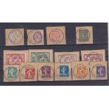 France 1900-1906 - Definitives on piece cancelled 11.2.1915 Thani Alsace 1900 SG288-290, 303-305,