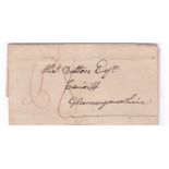 Wales 1831 El Newport to Cardiff with m/s 'P8' in red, double state of Newport, Mon Datestamp on