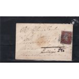 Great Britain Lincolnshire 1848 small env to Market Raisen; re-addressed to Caister with 1d red (897