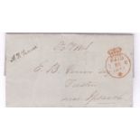 Suffolk 1845 O.H.M.S. Letter from Stamps & Taxes Legacy Duty Department to Ipswich. Paid in red.