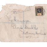 Fiji 1921-Our registered Suva to UK Sietta Leave opening damaged