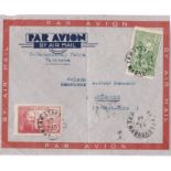 French Colonies Madagascar 1938 Airmail envelope Tamataue to Germany 3Fr, 65c rate.