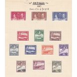 Antigua 1938 definitive's to 5/- S.G. 98-107 mounted mint. Cat value £80+