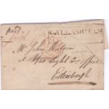 Scotland 1870 EL Galashiels (Boxed in black) to Edinburgh m/s Paid and Paid in red