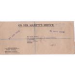 British Guiana 1963 - O.H.M.S envelope h/s by airmail and on Postal Service both in purple & red,