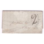 London 1816 - EL Lincolnshire with two Py post unpaid w black, H/S '2' rate; 8 o'clock/umpaid in red