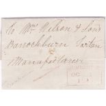 Scotland - 1845 EL Dunbarton - Stirling *A 1/10/45 in red, black Stirling 2/10/45 on back, very