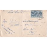 French Colonies St Pierre Et Miquelon 1934 env to New York, Paris 1fr, 50c (SG 138) scarce