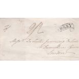 Postal History-1818 Wrapper Jersey to London with Jersey scroll clean cover
