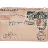 Russia 1936-Envelope posted registered airmail to New York cancelled 22.10.1936 Moscow 5 on SG547