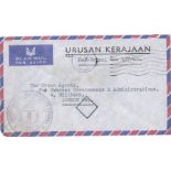 Brunei 1963 - Official Airmail Envelope-Urusan Kerajaan, Brunei date stamp to Crown Agent,