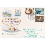 Great Britain 1972 - Anniversaries Set, Vaughan Williams, Down Ampney L/S Stuart FDC, A/W, Scarce