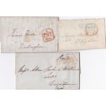 London 1841 - EL Leigh St/1d Paid (WL509) and 842 EL Fleet St/1d Paid (Red WL509a) and 1850 env