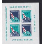 Rocket mail/Space - U/M sheet of German Rocket Society Local Stamps for launch of Rocket-L3 and L4