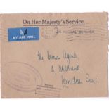 Nyasaland 1963 - O.H.M.S envelope, Airmail Blantyre to Crown Agents, Millbank, Blantyre machine