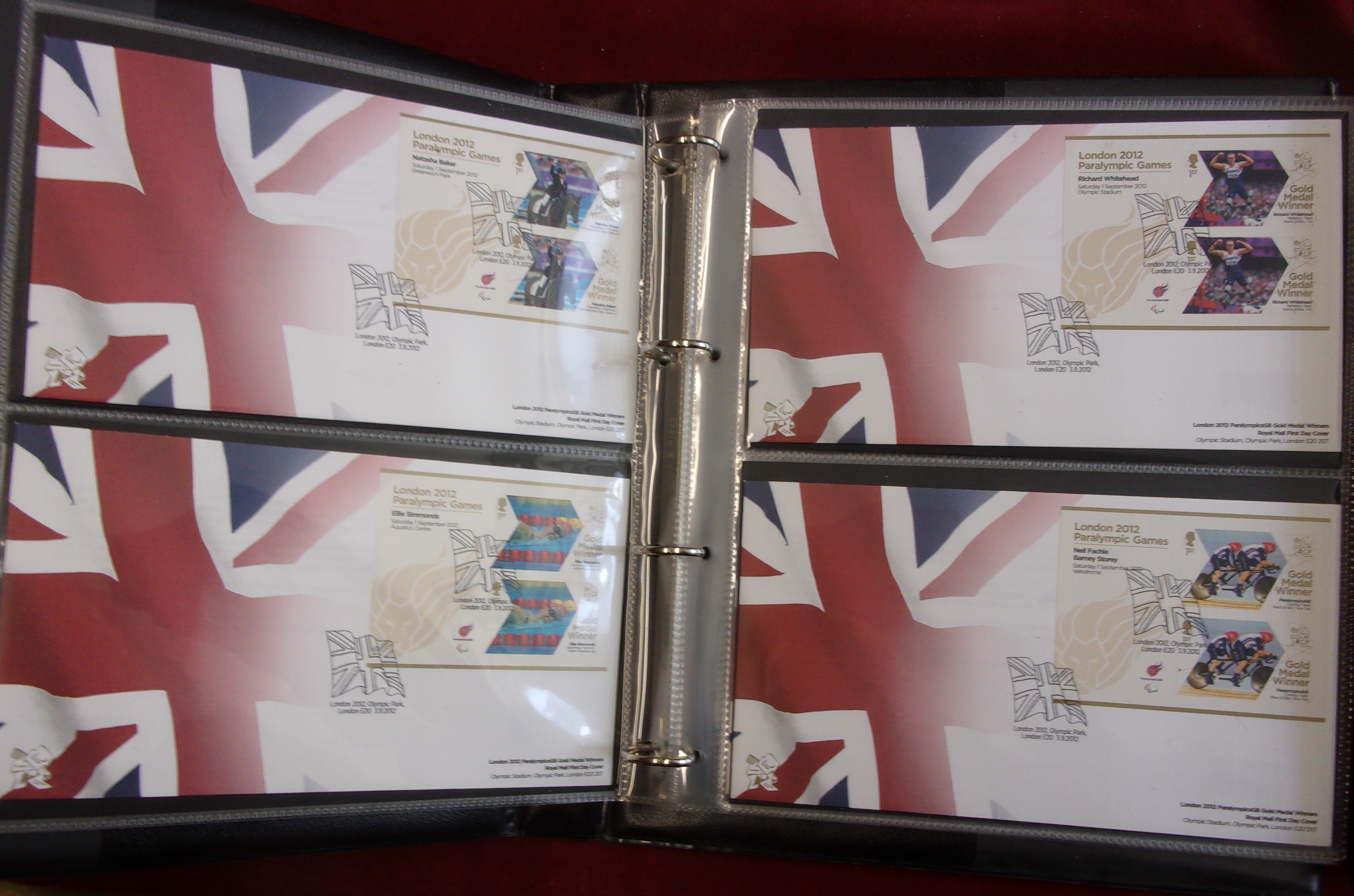 Great Britain 2012 - Parolyripic Gold Metal Winners - a set of (34) used sheetlets on Royal Mail