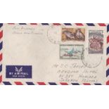 French New Caledonia 1977 airmail Env with 1959 adhesives used Papua-New Guinea Port Moresby to