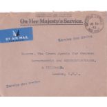 Cyprus 1963 - O.H.M.S (crossed out) Republic of Cyprus typed, airmail Nicosia to Crown Agent,