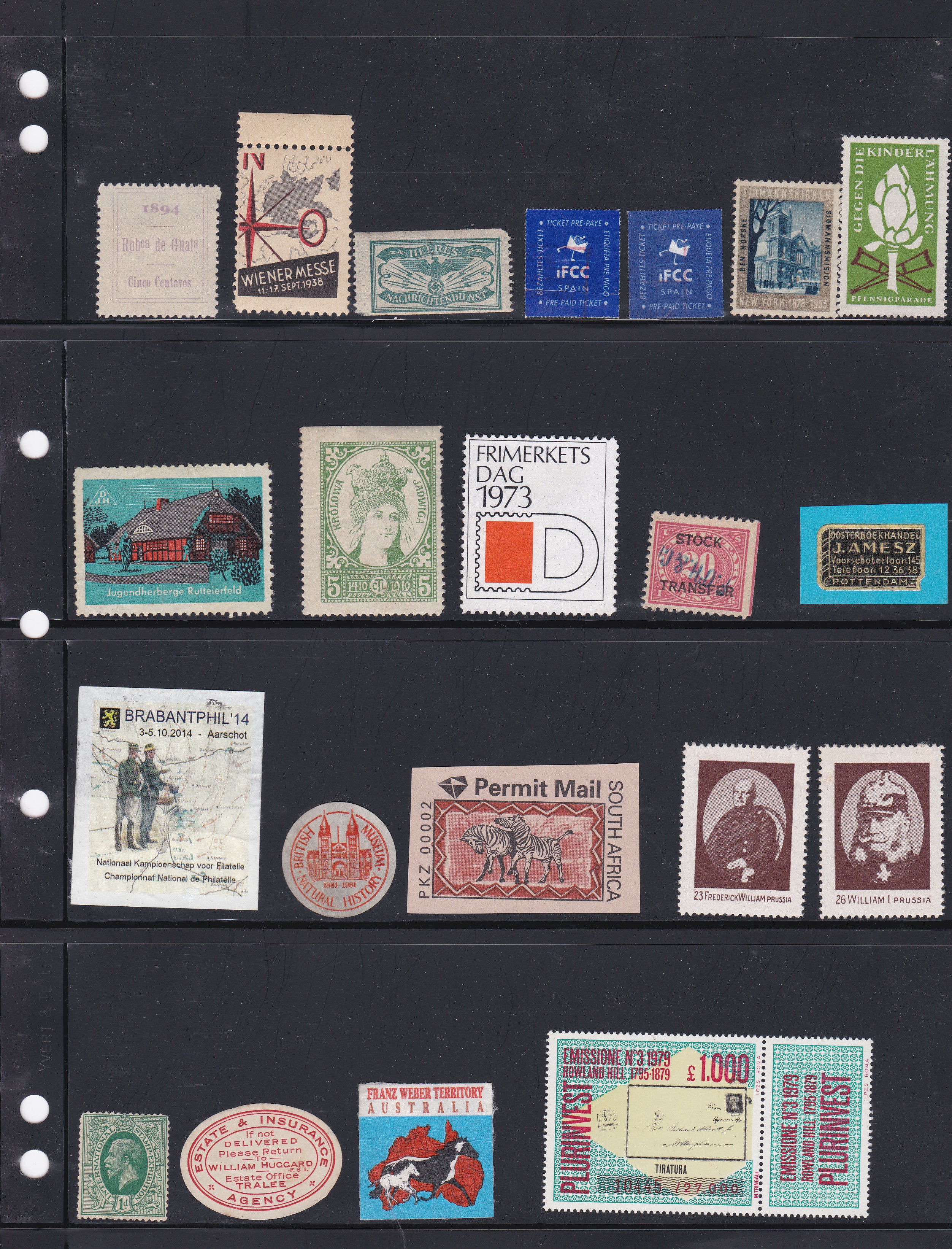 Cinderella' Revenues stamps collection - in a album of Hagner pages, substantial worldwide (100's)