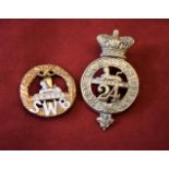 24th Second Warwickshire Regt of Foot Glengarry Badge and South Wales Borderers Forage Cap Badge (