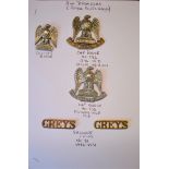 2nd Dragoons (Royal Scots Greys) Cap Badges (2), Collar Badge and Shoulder Titles. K&K: 752 (Bi-