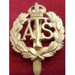 Auxiliary Territorial Service Women's Services WWII Cap Badge (Brass), slider. K&K: 2188