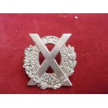 Scottish Horse Imperial Yeomanry WWI Cap Badge (White-metal), two lugs, fifth type. K&K: 1385