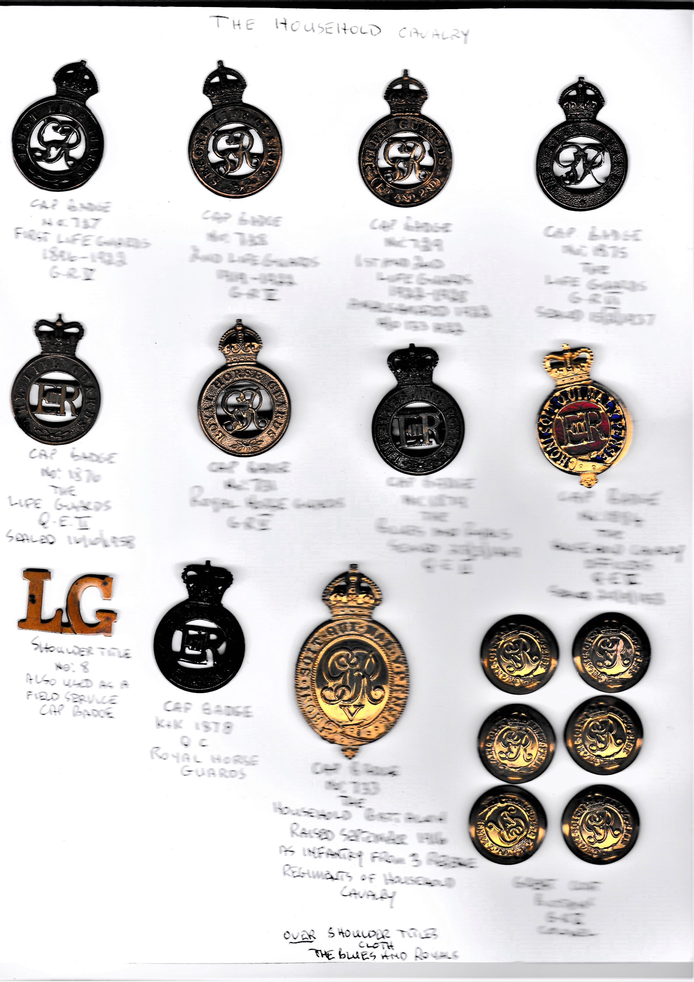 The Household Cavalry Cap Badge Collection (10) The First Life Guards, 2nd Life Guards, 1st & 2nd - Image 2 of 2