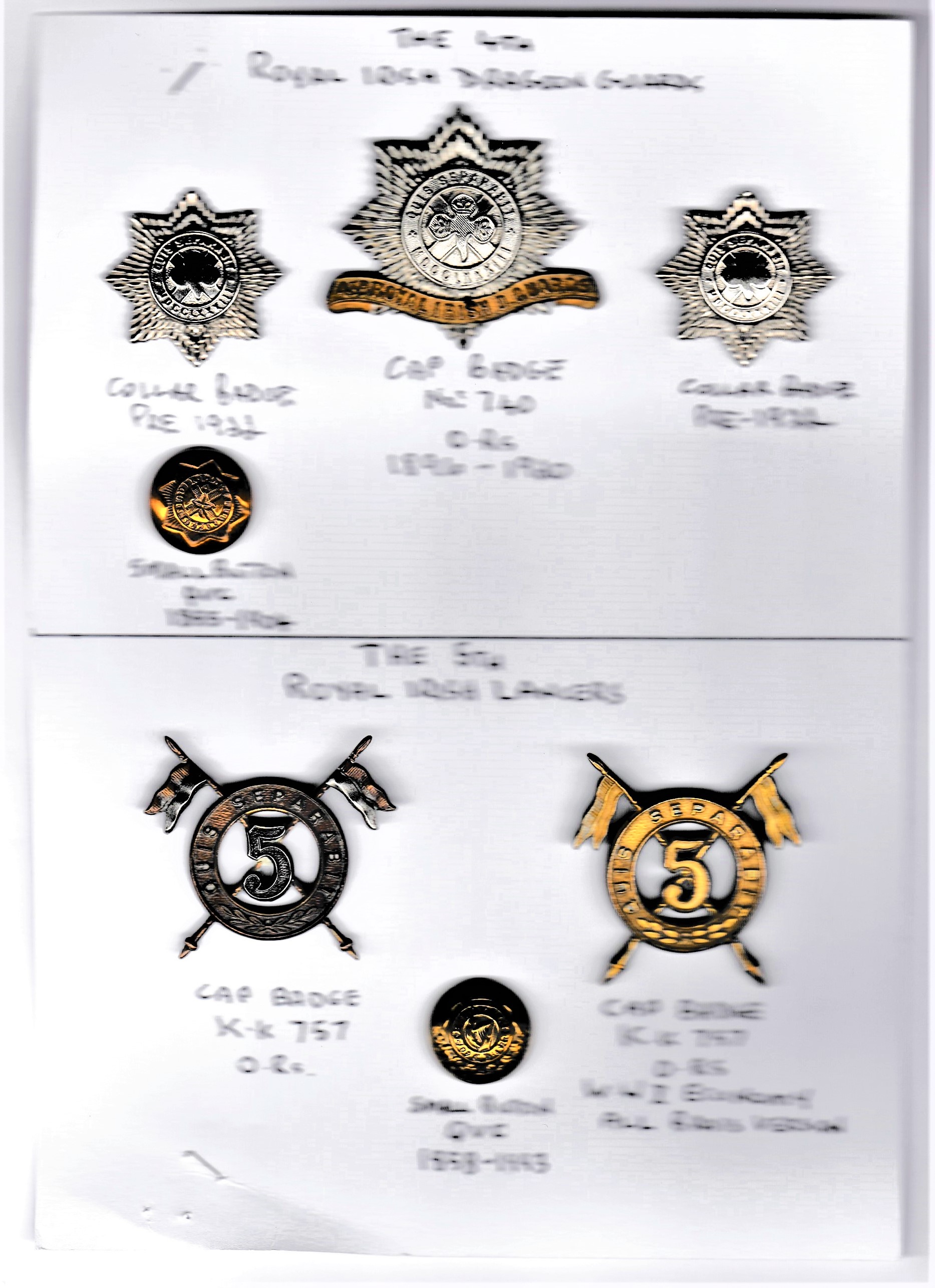 The 4th Royal Irish Dragoon Guards and 5th Royal Irish Lancers Including; 4th Royal Irish D.G. Other