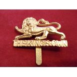 The King's Own Regiment WWII Cap Badge (Gilt), slider, as worn by the Territorial Army as shown by