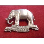 19th (Queen Alexandra's Own Royal Hussars) Cap Badge (White-metal), two lugs, second type with (19th