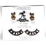 The Queen's Royal West Kent Regiment WWII Cap Badge (White-metal) and Collar Badges (Gilding-