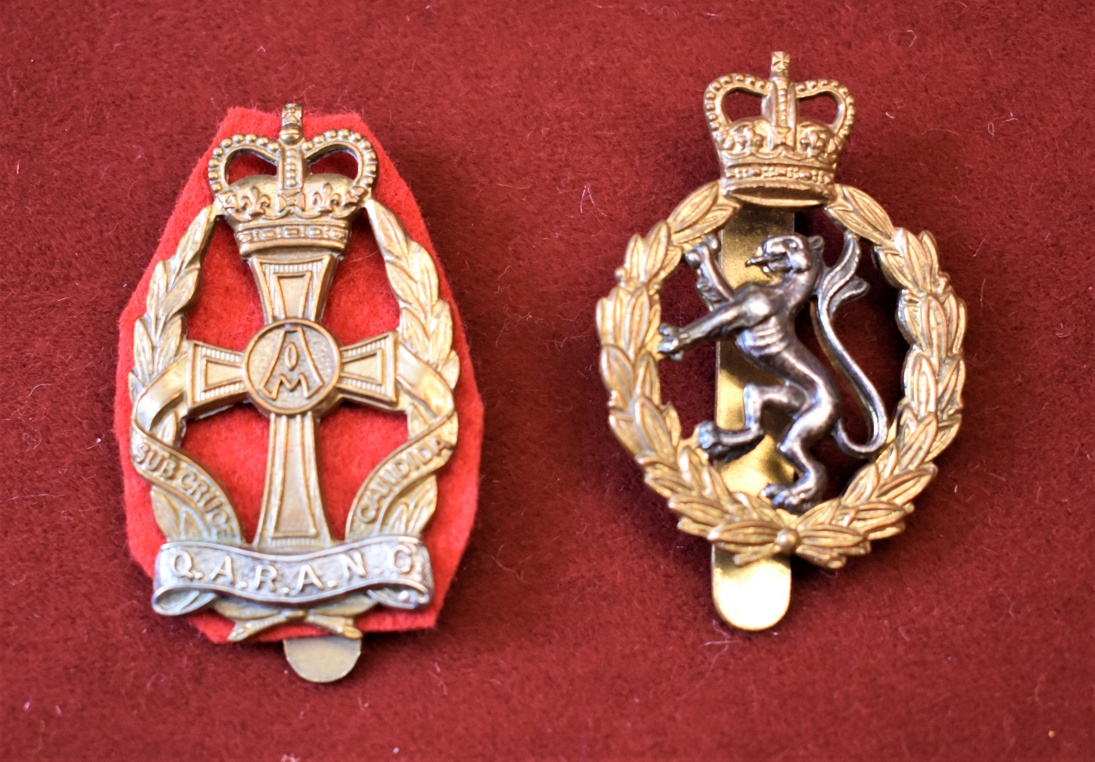 Queen Alexandra's Royal Army Nursing Corps and Women's Royal Army Corps EIIR Cap Badges (Bi-