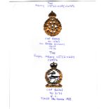 The Army Veterinary Corps WWI Economy Issue Cap Badge (Brass), slider and EIIR Type. K&K: 1043 and