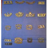 British and Commonwealth Shoulder Titles (17) including: Royal Australian Artillery, 1st Punjab,