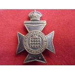 16th London Regiment (Queen's Westminster Rifles) WWI Cap Badge (Blackened-brass), slider, unusual