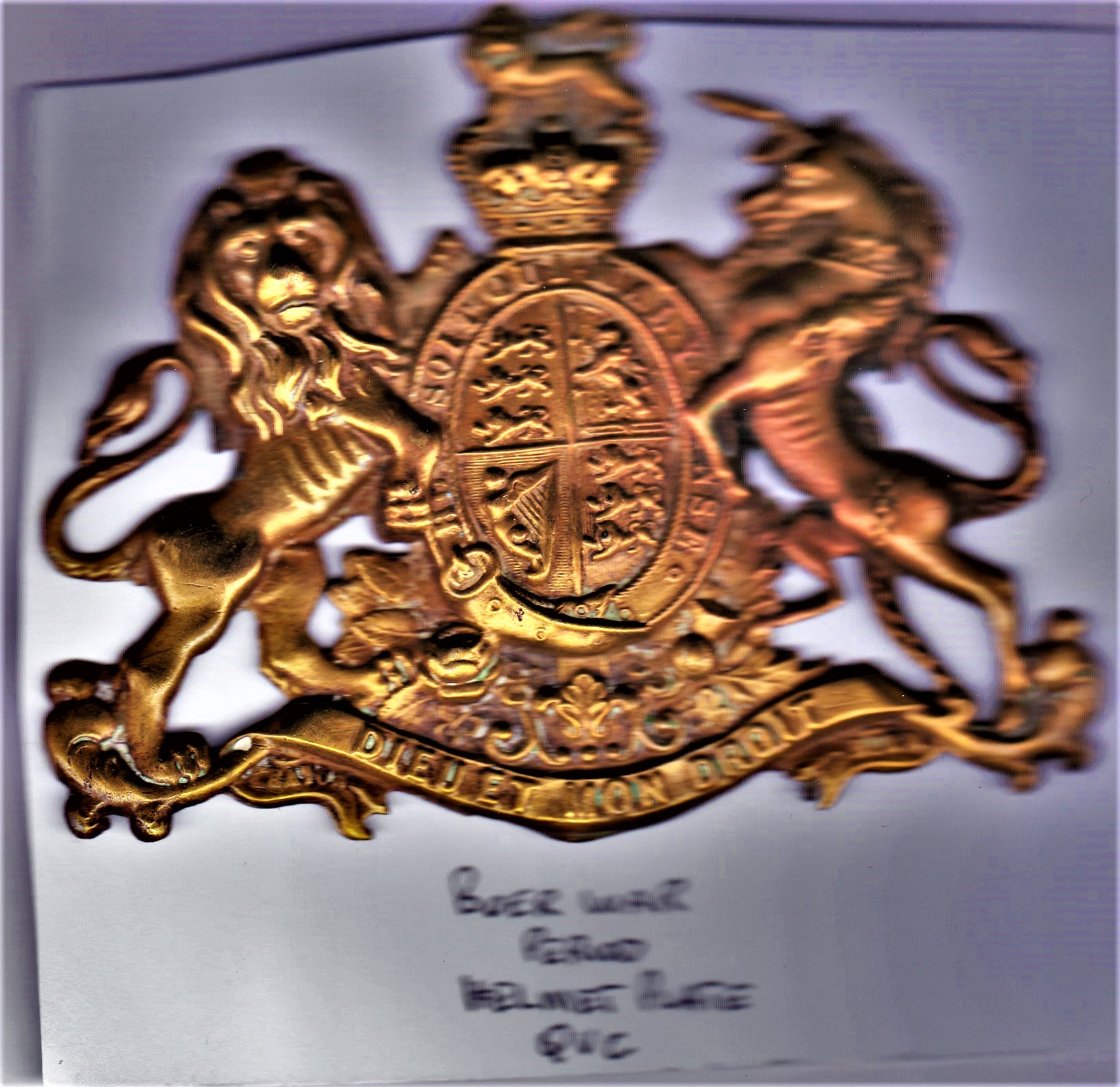 British Boer War Period Helmet Plate, in the design of the Royal Coat of Arms, a large plate made by