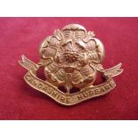 Lancashire (Yeomanry) Hussars WWI Cap Badge (Brass), two lugs. K&K: 1472-Lancashire (Yeomanry)