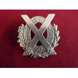 Scottish Horse Imperial Yeomanry Cap Badge (White-metal), two lugs, design approved 1903. K&K: 1385