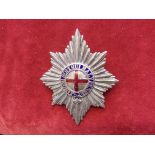 Coldstream Guards Officers Puggaree Badge (Silver and enamel) St. George's Cross within the Royal